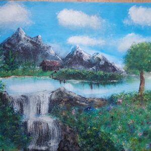 Blumen am Wasserfall